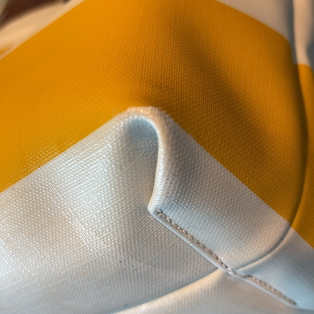 Coach  Tote  striped  yellow/white PVC   leather & patent leather trim
30511 EUC - Picture 15 of 17